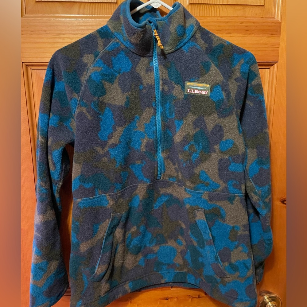 L.L. Bean blue camo fleece quarter zip